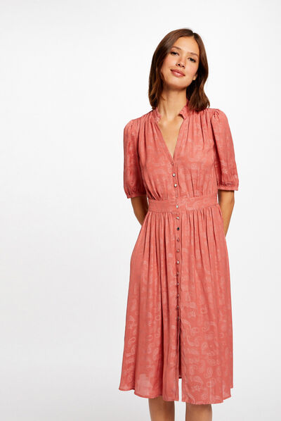 Robe droite imprimé cachemire rouille femme