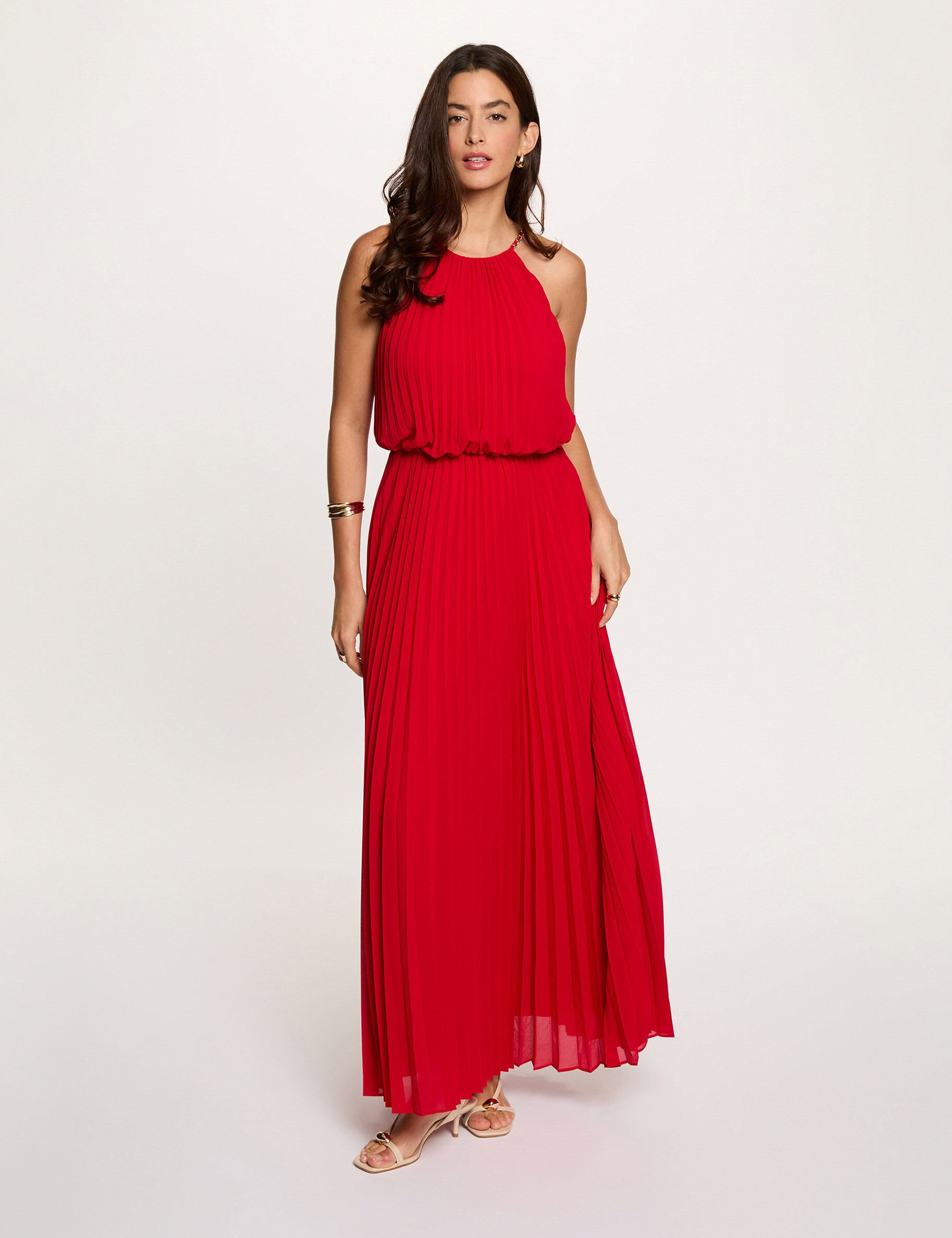Robe longue plissée femme