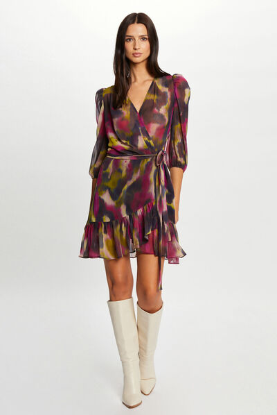 Robe portefeuille imprimé abstrait multico femme