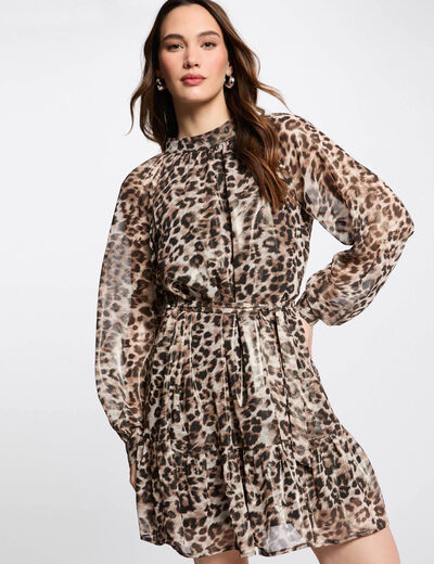 Robe courte droite imprimée multicolore femme