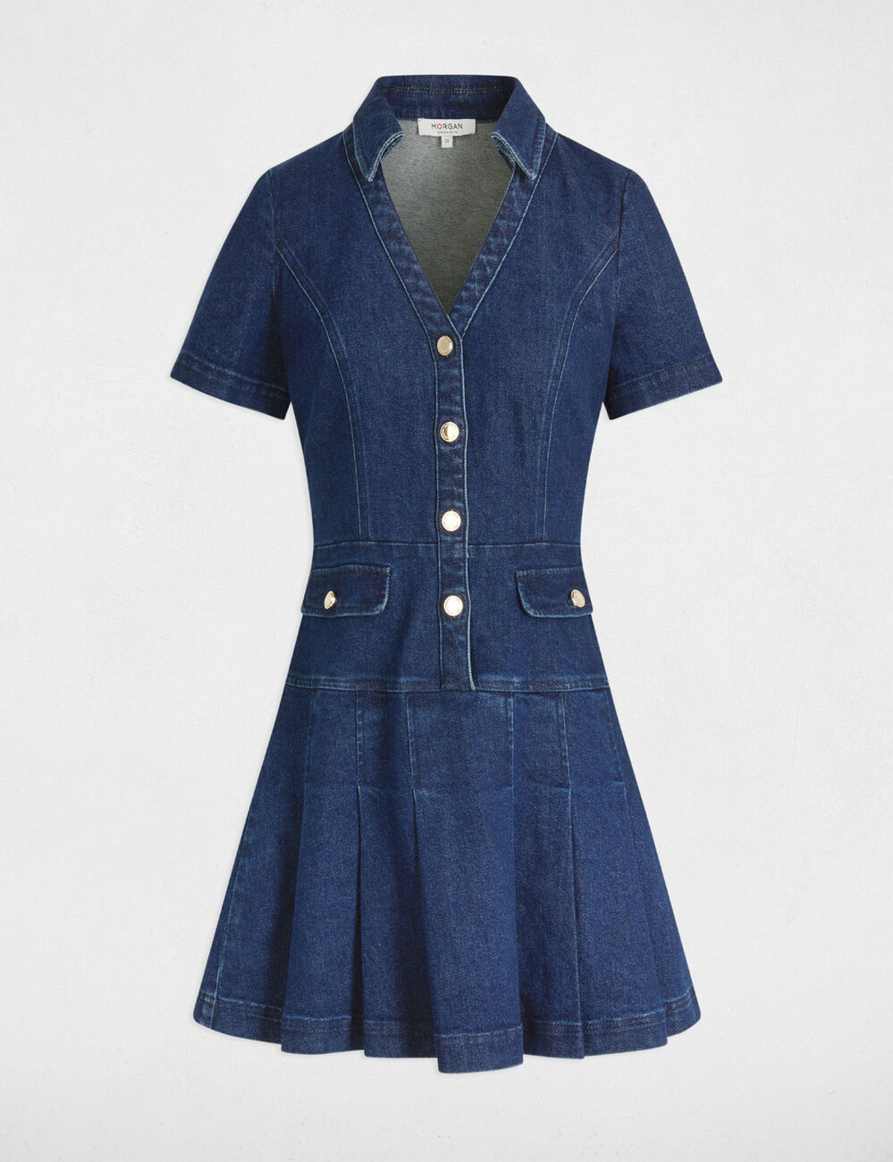 Robe courte trapèze en jean denim brut femme