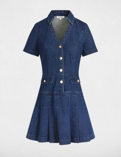 Robe courte trapèze en jean denim brut femme