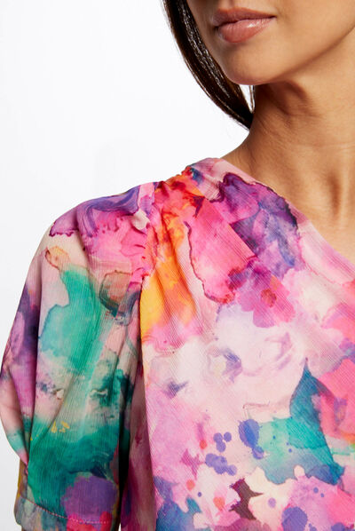 Blouse asymétrique imprimé floral multico femme