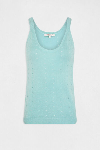 Débardeur pull avec bretelles bleu clair femme