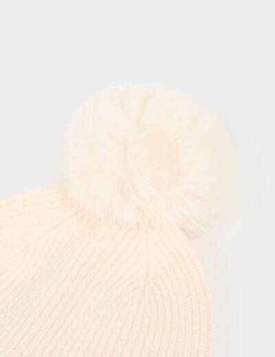 Bonnet fils m&eacute;tallis&eacute;s ivoire femme