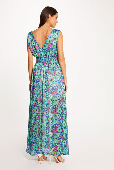 Robe longue droite imprimé floral multico femme