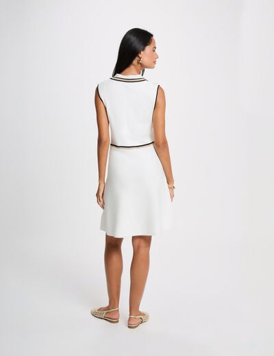 Robe tricot col &agrave; revers blanc femme
