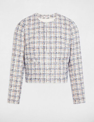Veste Blazer Femme Mango – Tweed Ajusté, Couleur Marron, Taille S (très Bon état)