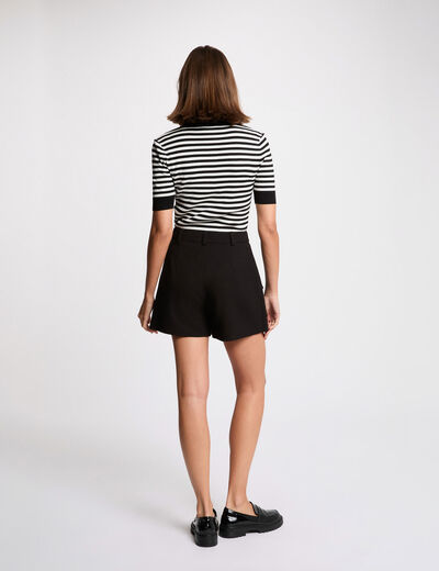 Pull ray&eacute; manches courtes blanc femme