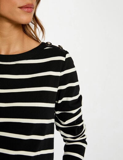 T-shirt imprim&eacute; manches longues noir femme