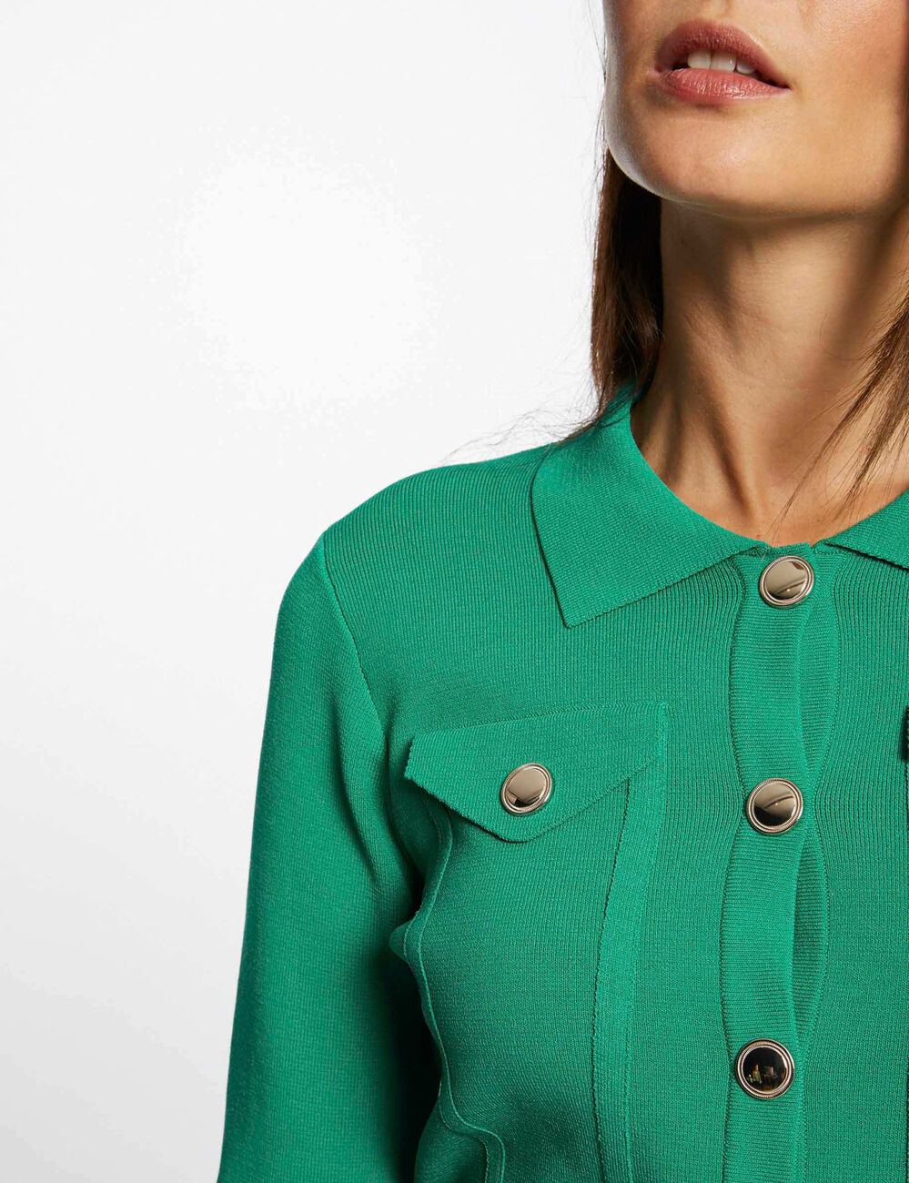 Gilet manches longues boutonné vert moyen femme