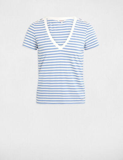 T-shirt manches courtes rayé blanc femme