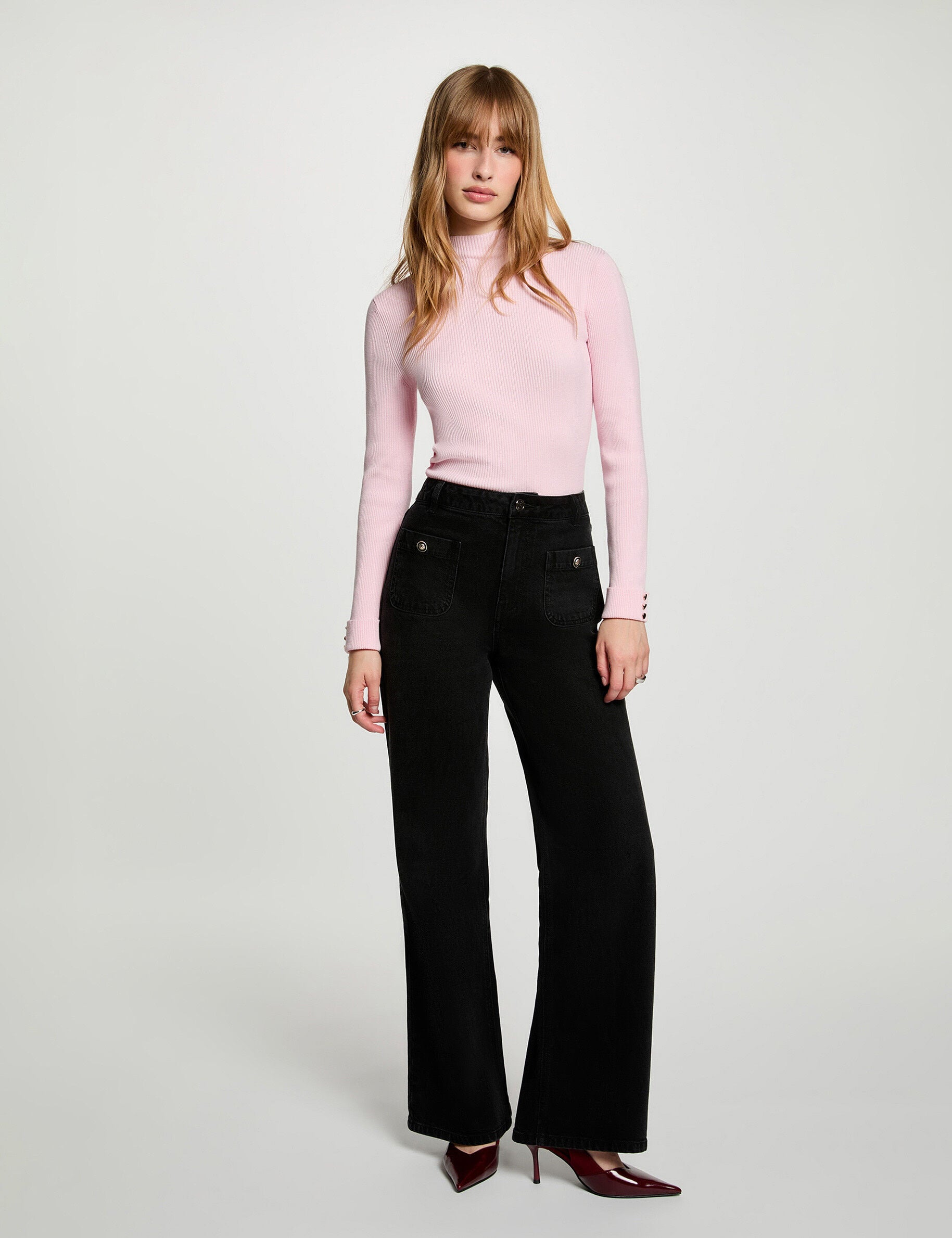 Jean large taille haute femme