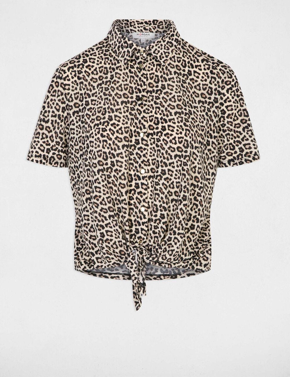 Chemise nou&eacute;e col &agrave; revers multicolore femme