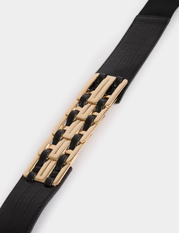 ceinture elastiquee a boucles noir femme Ceinture élastiquée à boucles noir femme
