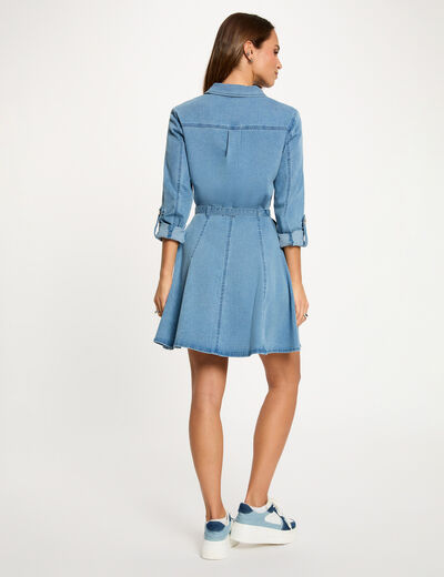 Robe courte ajust&eacute;e denim stone femme