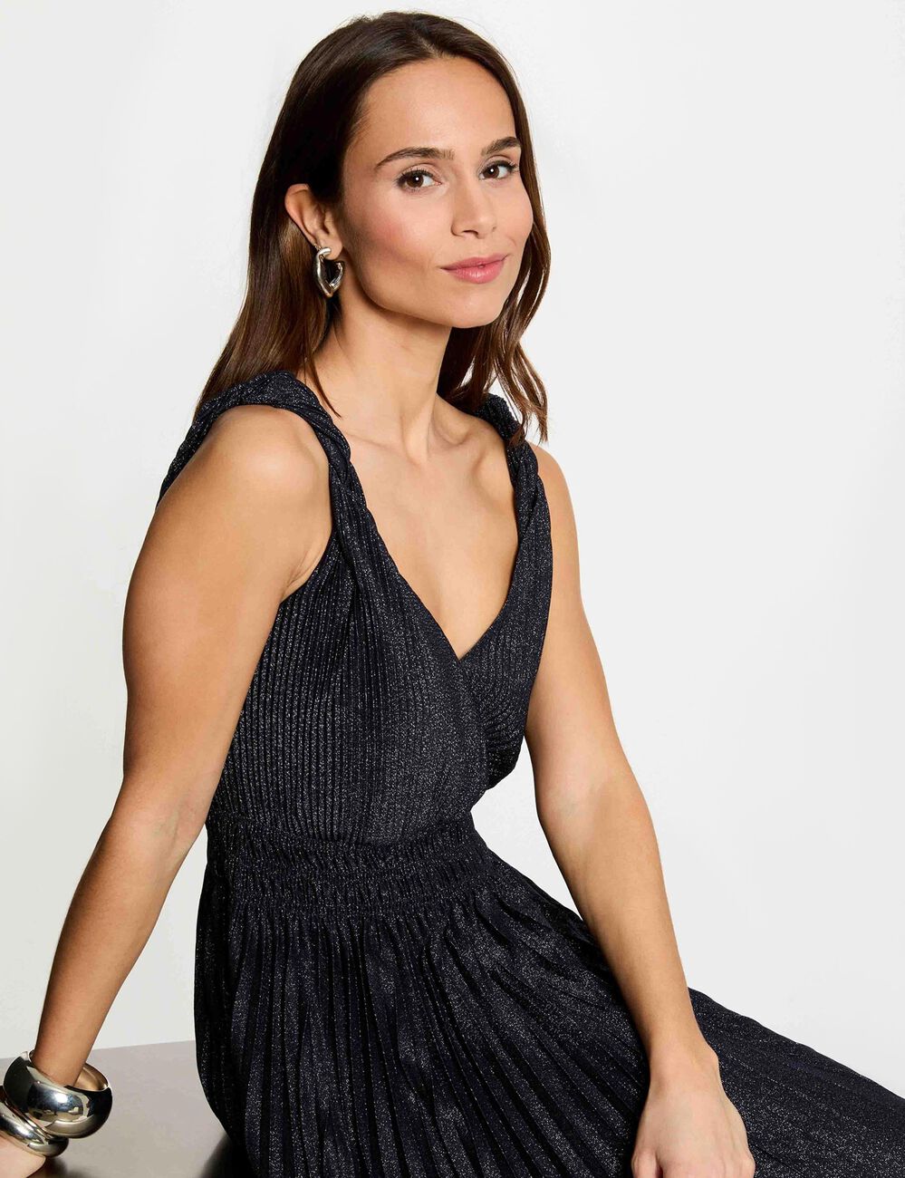 Robe longue cache coeur bleu marine femme