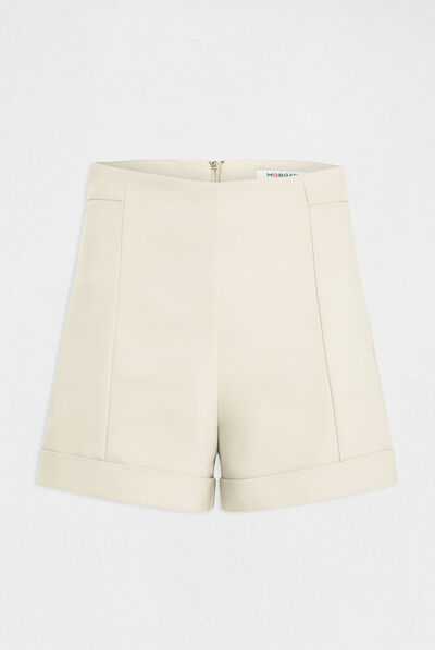 Short city droit taille haute beige femme