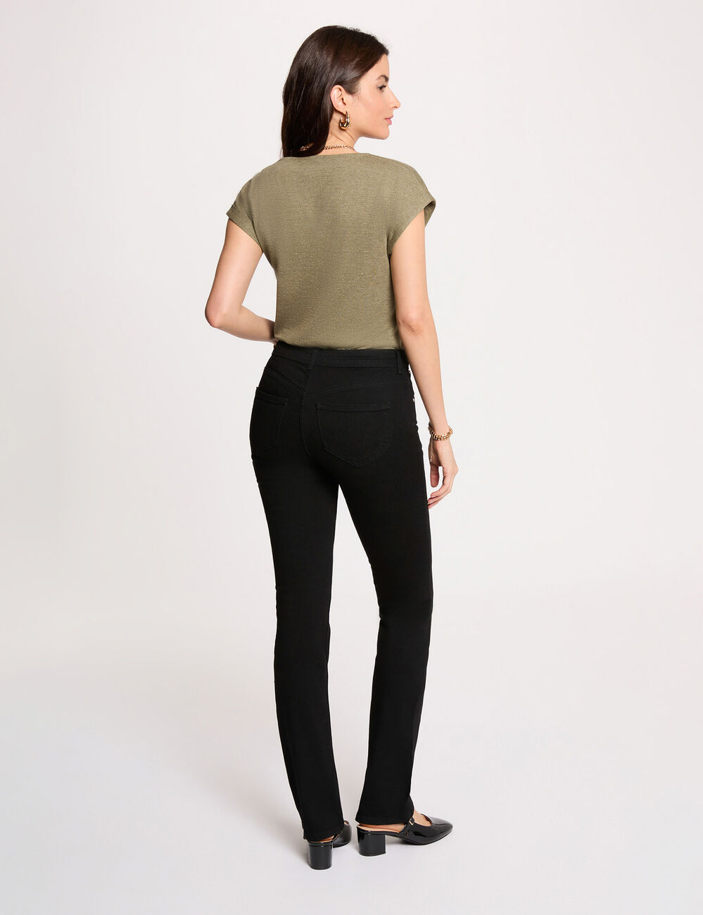 T-shirt manches courtes vert kaki femme