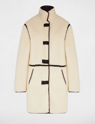 Manteau oversize duveteux beige femme