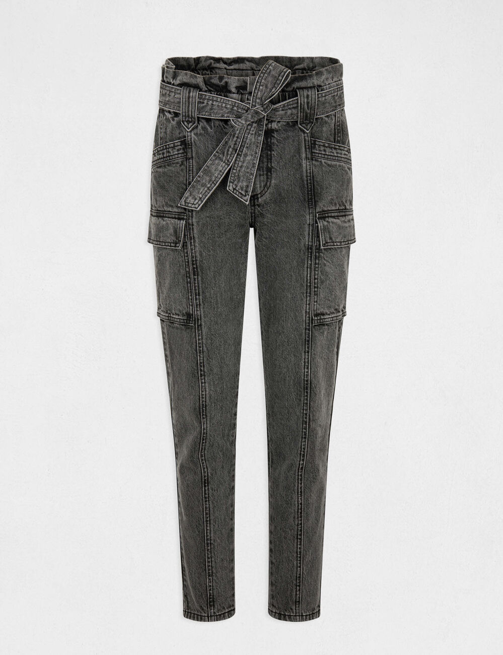 Jeans cargo slim 7/8ème gris moyen femme