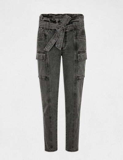 Jeans cargo slim 7/8ème gris moyen femme