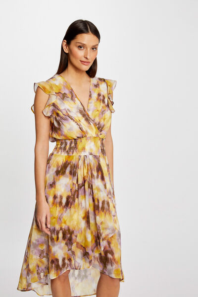 Robe midi cintrée imprimé abstrait multico femme