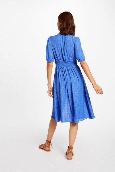 Robe droite imprimé cachemire bleu femme