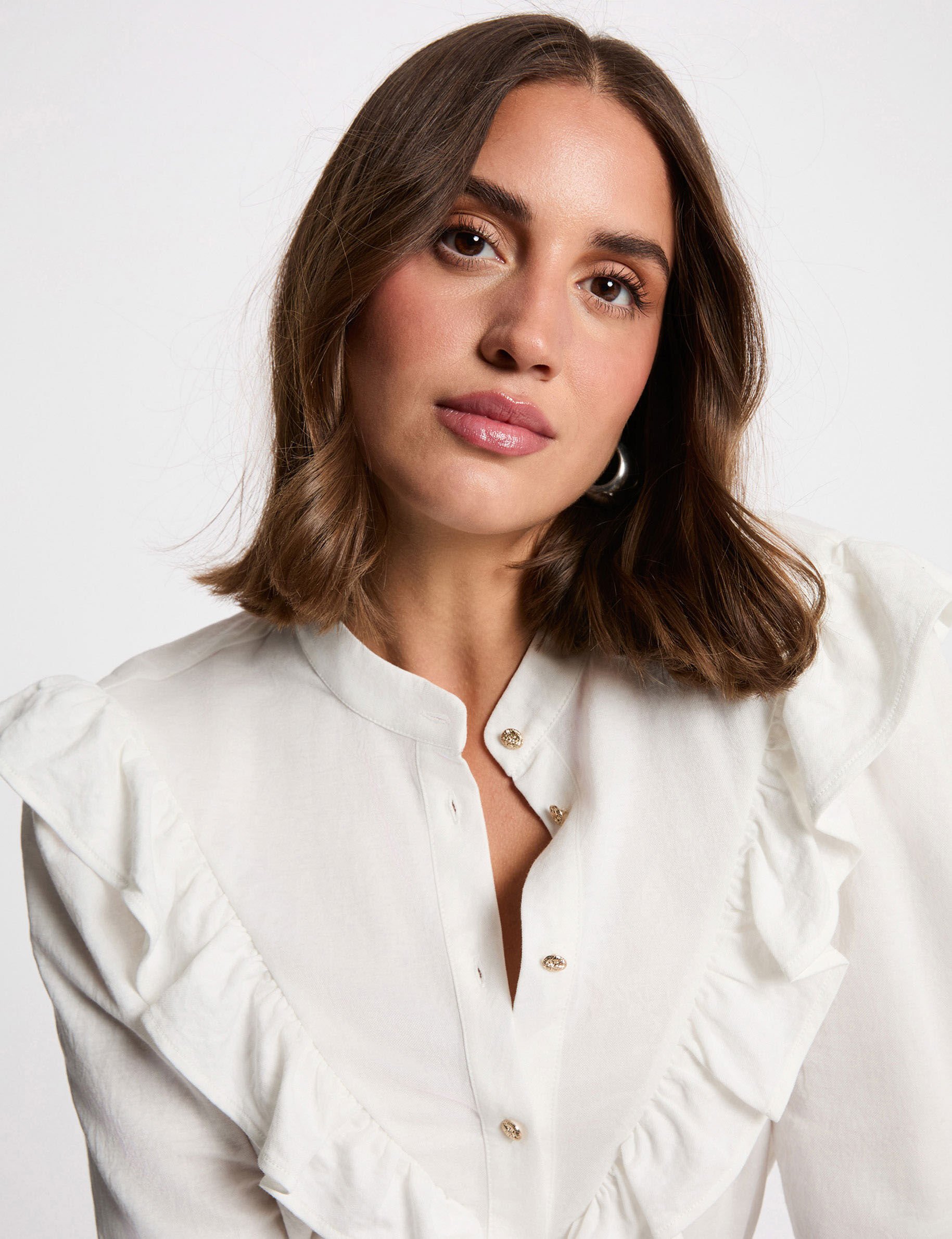 T shirt plissé boutonné femme