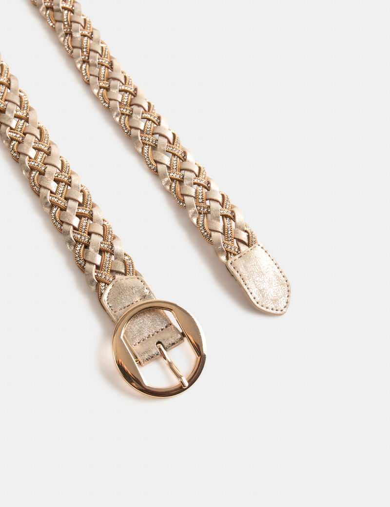 Ceinture tressée avec strass jaune or femme