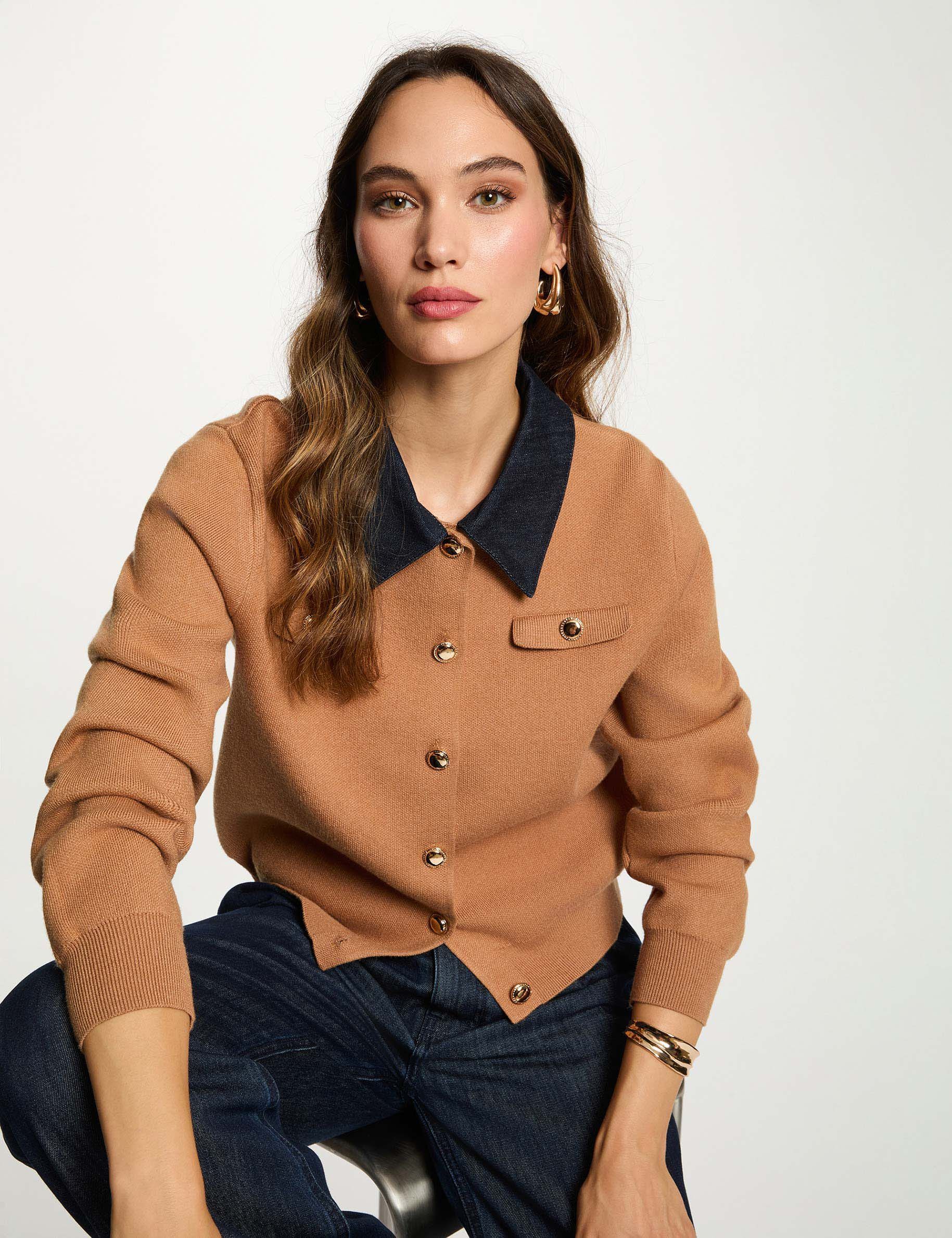 Gilet court col à revers femme