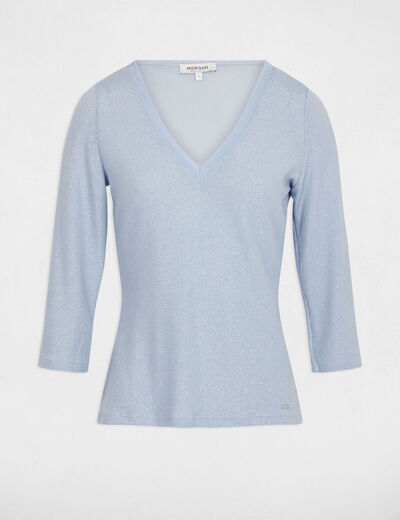 T-shirt manches 3/4 bleu ciel femme