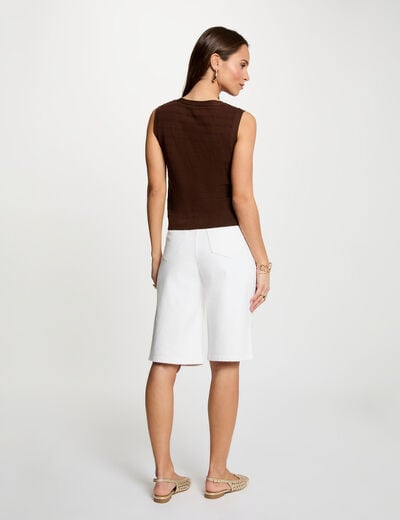 Gilet ajust&eacute; col v marron fonc&eacute; femme