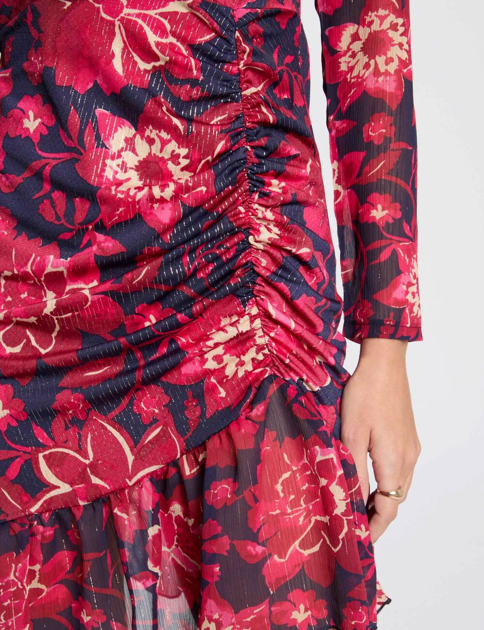 Robe courte ajustée imprimée multicolore femme