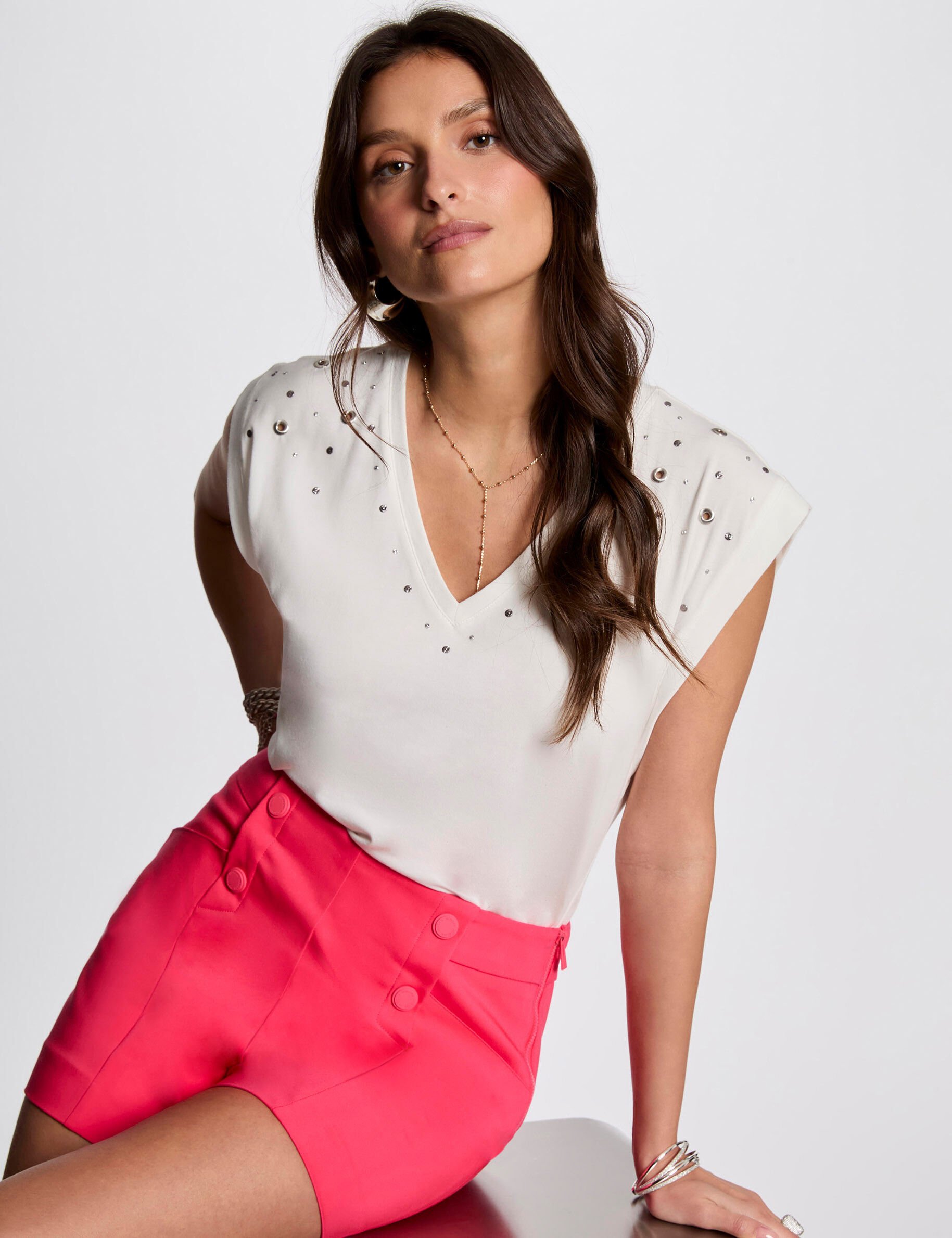 T-shirt manches courtes blanc femme - Morgan - Modalova