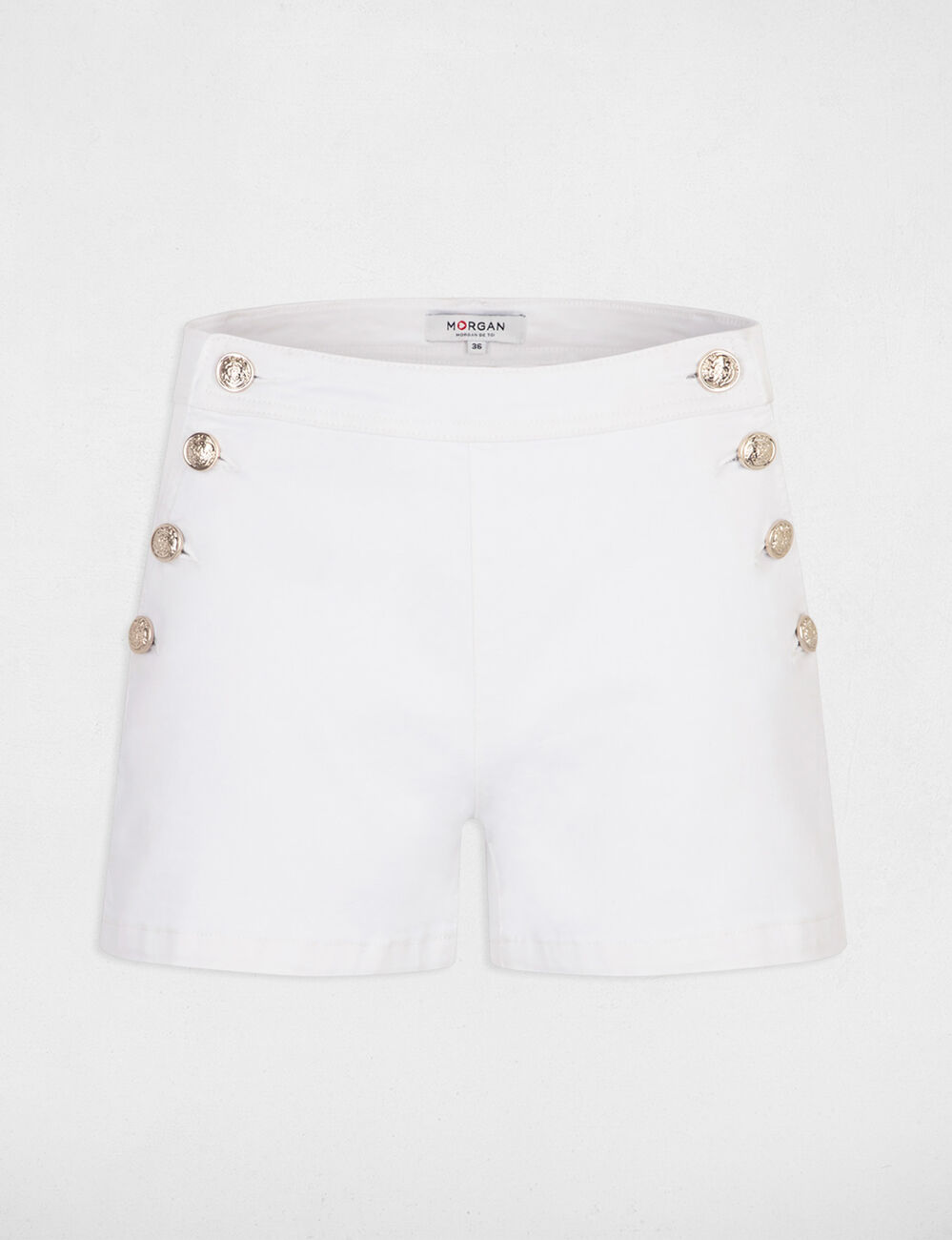 Short ajusté avec boutons ivoire femme