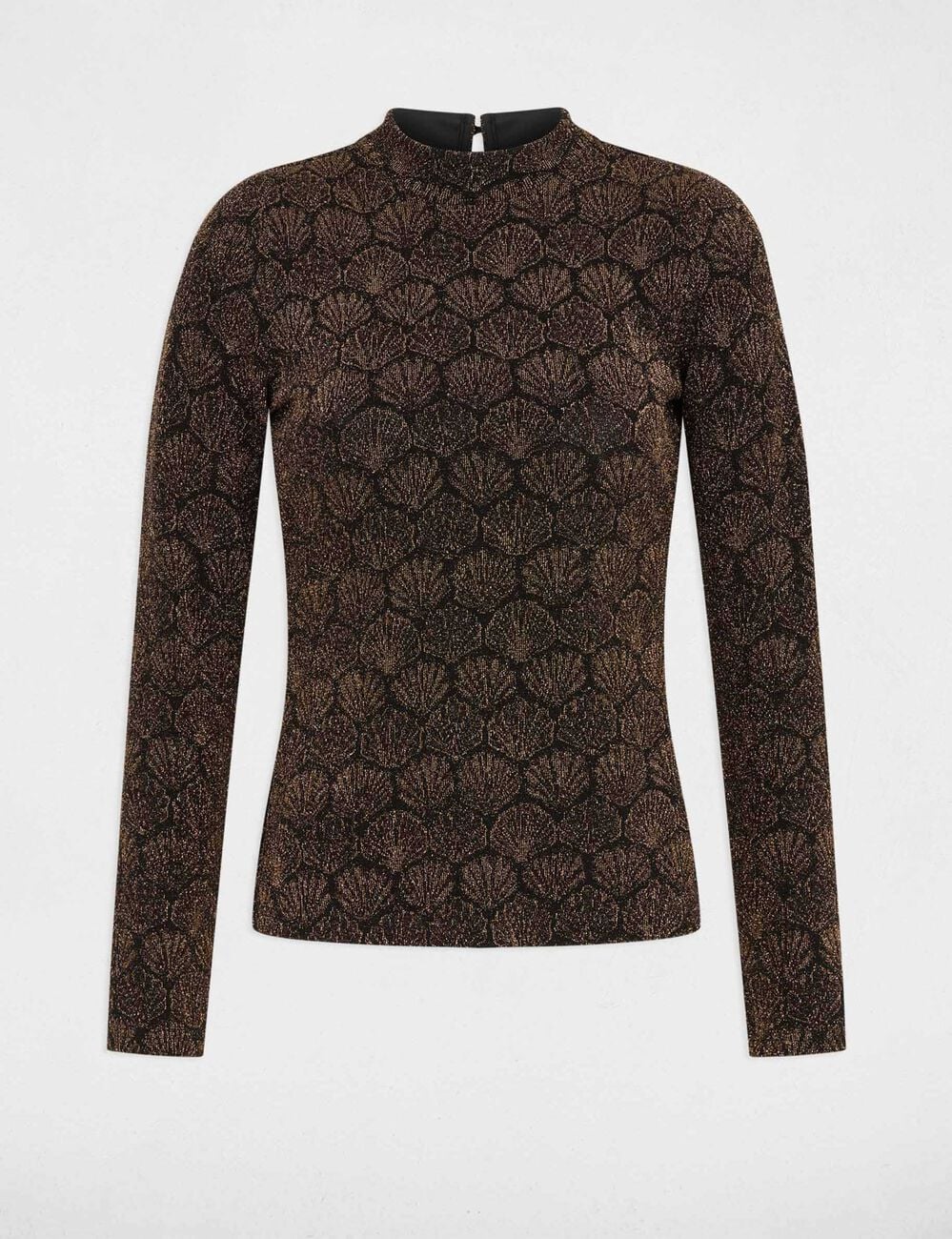 T-shirt col montant couleur bronze femme