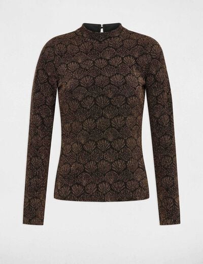 T-shirt col montant couleur bronze femme