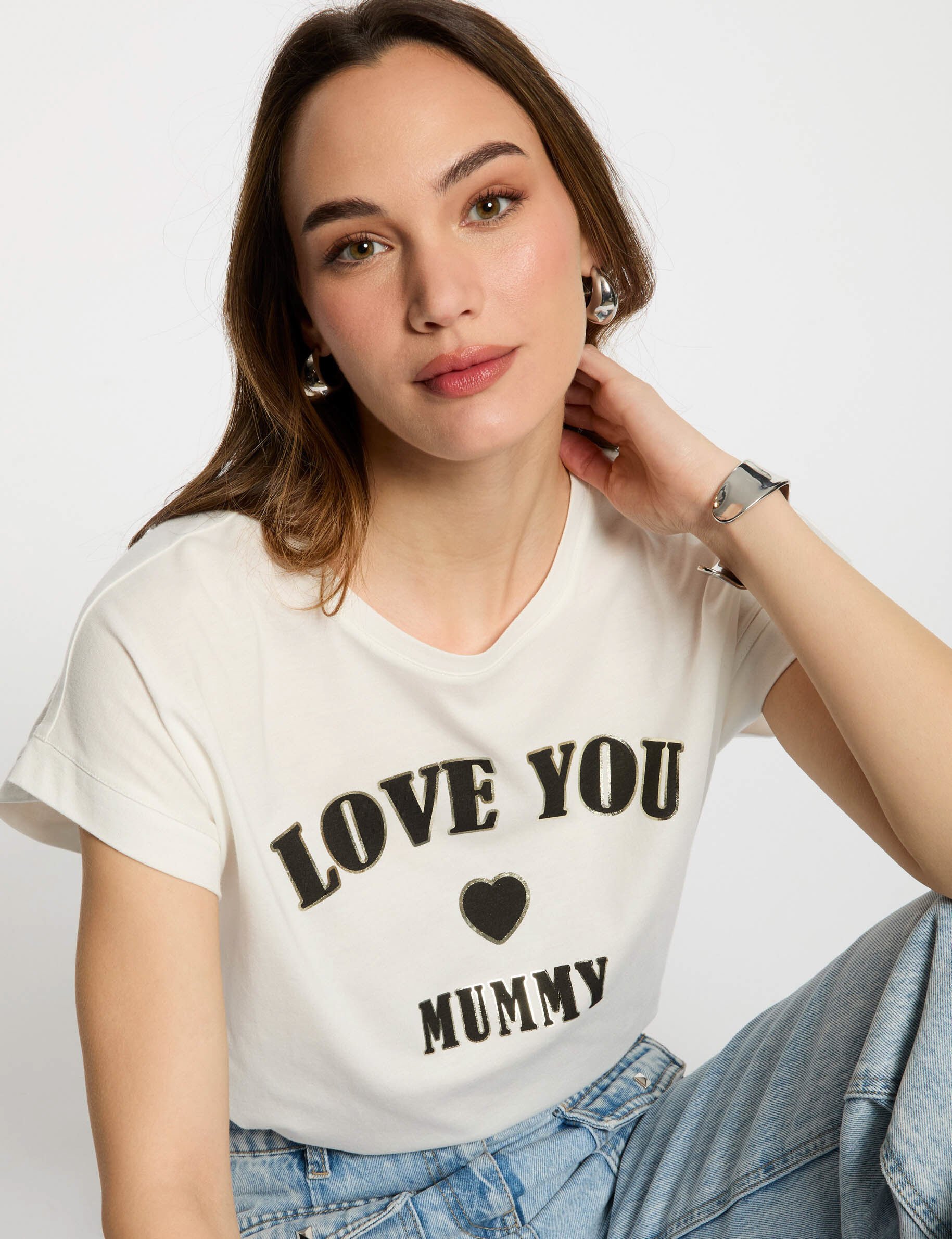 T-shirt à inscription blanc femme - Morgan - Modalova
