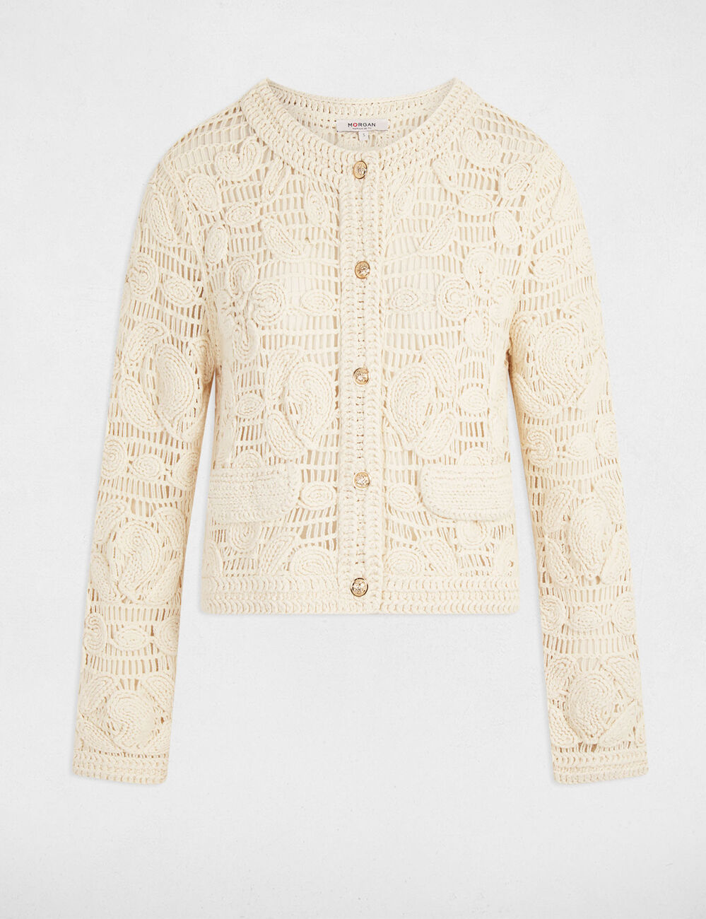 Gilet manches longues ivoire femme