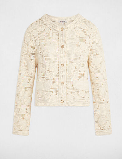 Gilet manches longues ivoire femme