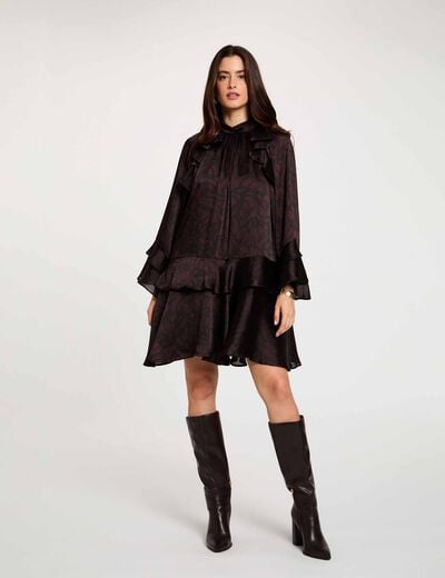Robe courte col montant multicolore femme