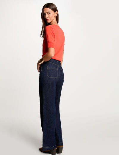 Pull manches courtes orange foncé femme