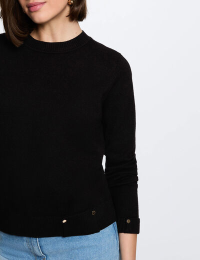 Pull col rond noir femme