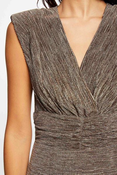 Robe ajustée fils métallisés dore femme