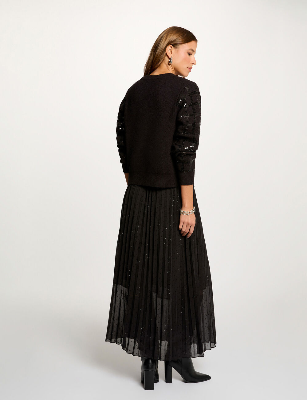 Jupe longue strass noir femme