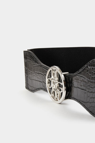 Ceinture élastiquée avec boucle logo noir femme