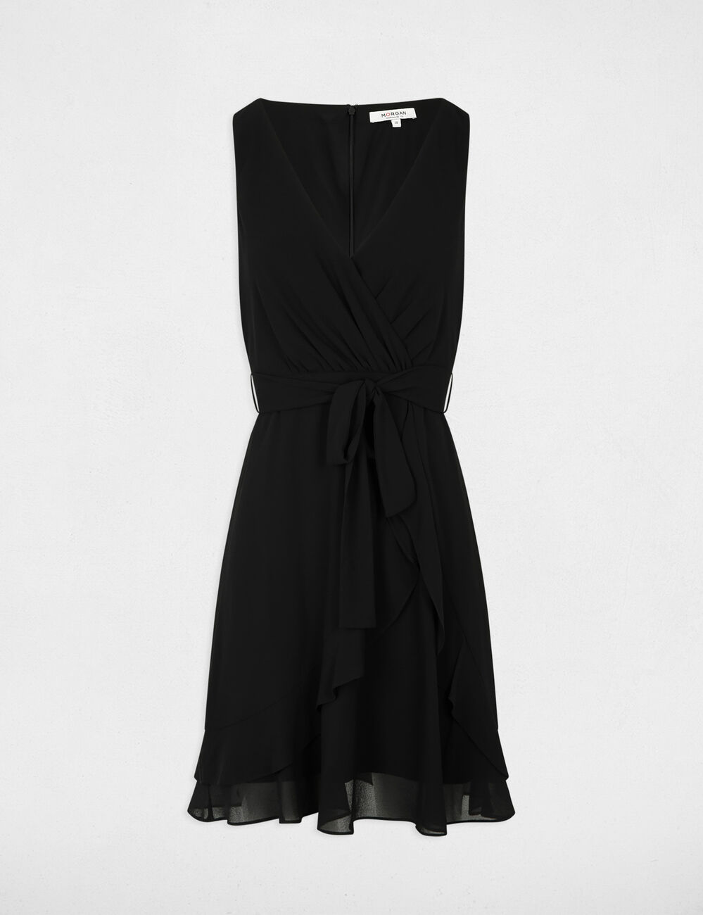 Robe courte portefeuille noir femme