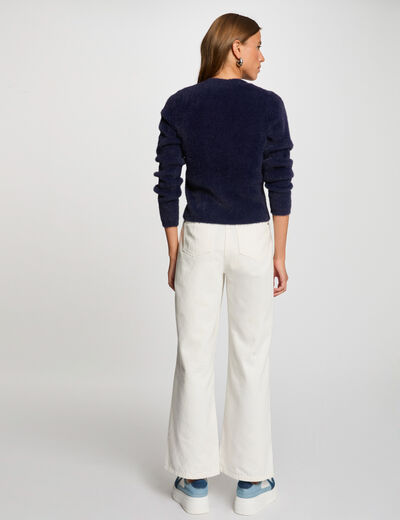 Gilet manches longues bleu marine femme