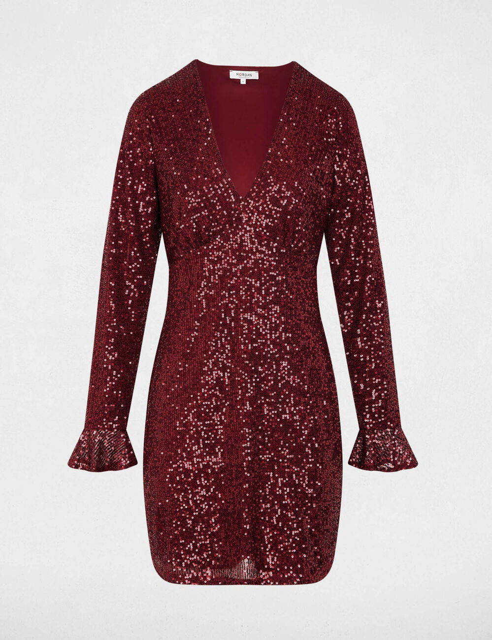 Robe courte &agrave; sequins prune femme